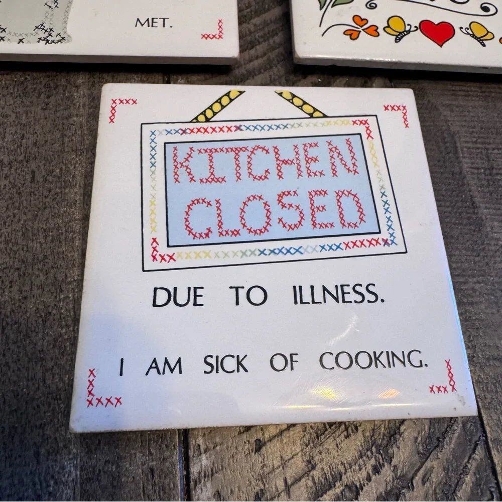 Vintage‎ House of Lloyd Ceramic Trivet Kitchen Decorative Novelty Funny Lot Of 3